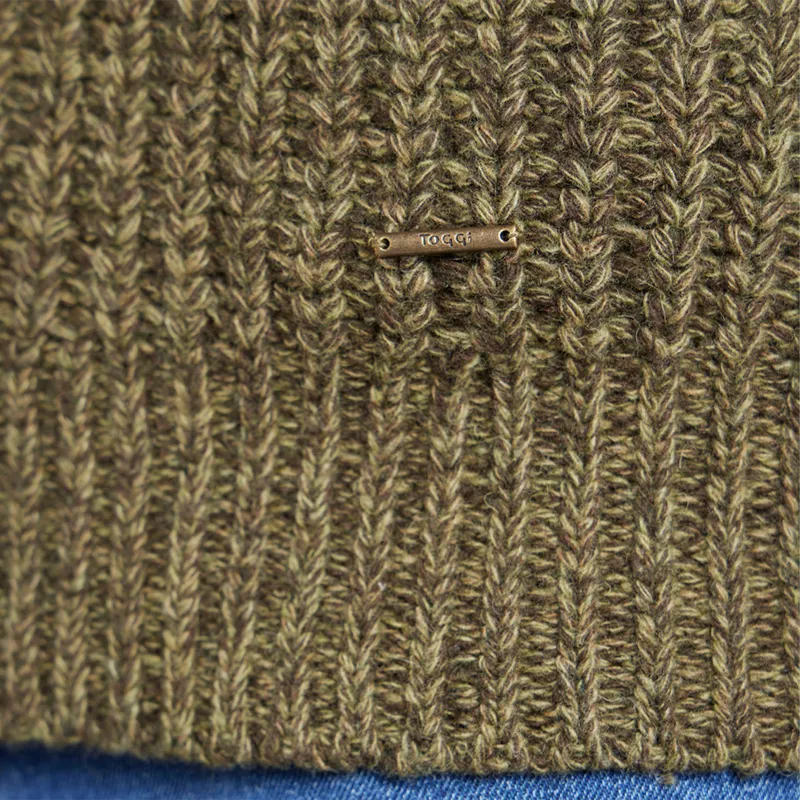 Toggi Wessex Mens Chunky Knitted Zip Neck Sweater - Olive Green-5