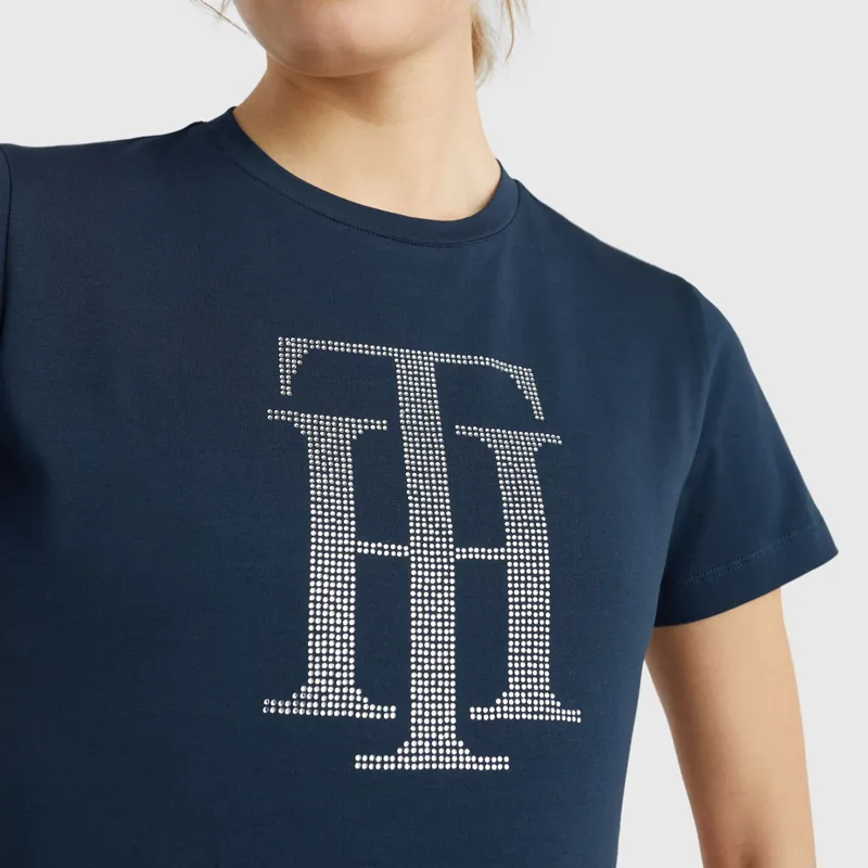 Tommy Hilfiger TH Rhinestone Ladies T-Shirt - Desert Sky-1