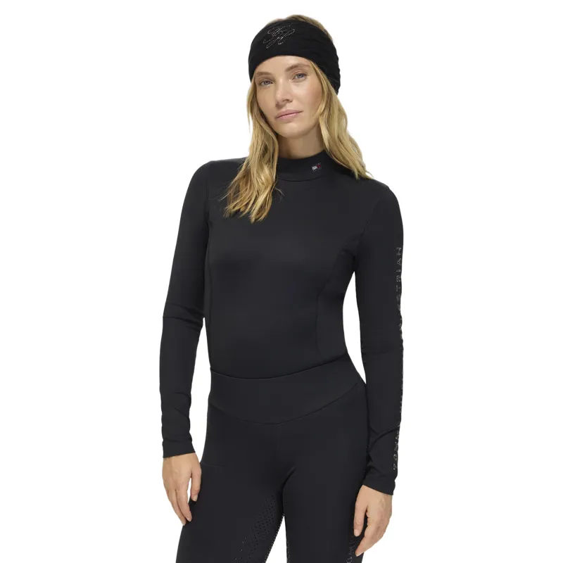 Tommy Hilfiger Amelie Womens Rhinestone High Neck Base Layer - Black