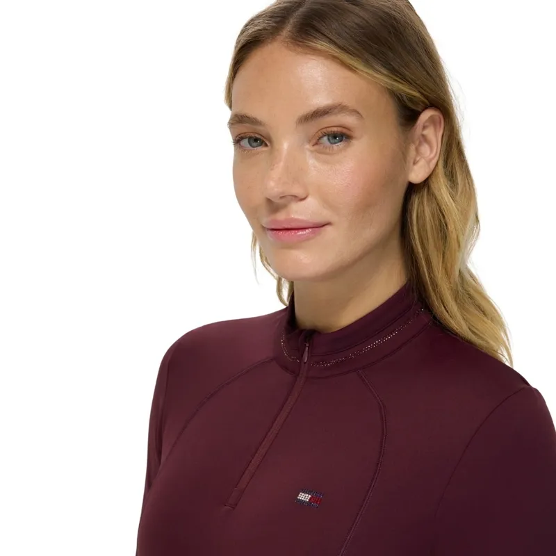 Tommy Hilfiger Cady Womens Rhinestone Training Top - Deep Burgundy-4