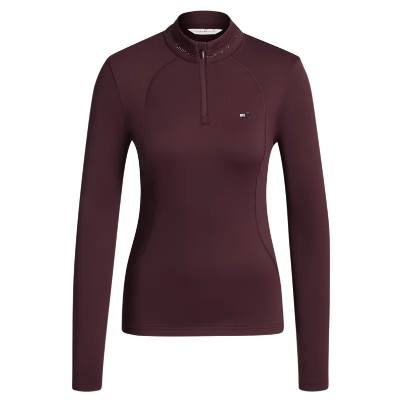 Tommy Hilfiger Cady Womens Rhinestone Training Top - Deep Burgundy-2