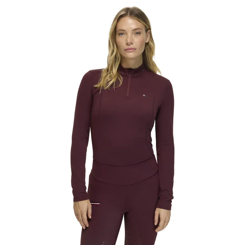 Tommy Hilfiger Cady Womens Rhinestone Training Top - Deep Burgundy