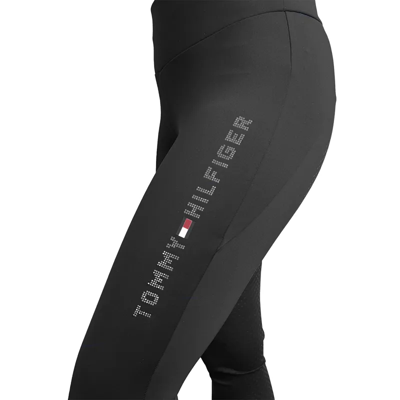 Tommy Hilfiger Elmira Rhinestone Womens Full Grip Riding Tights - Black-2