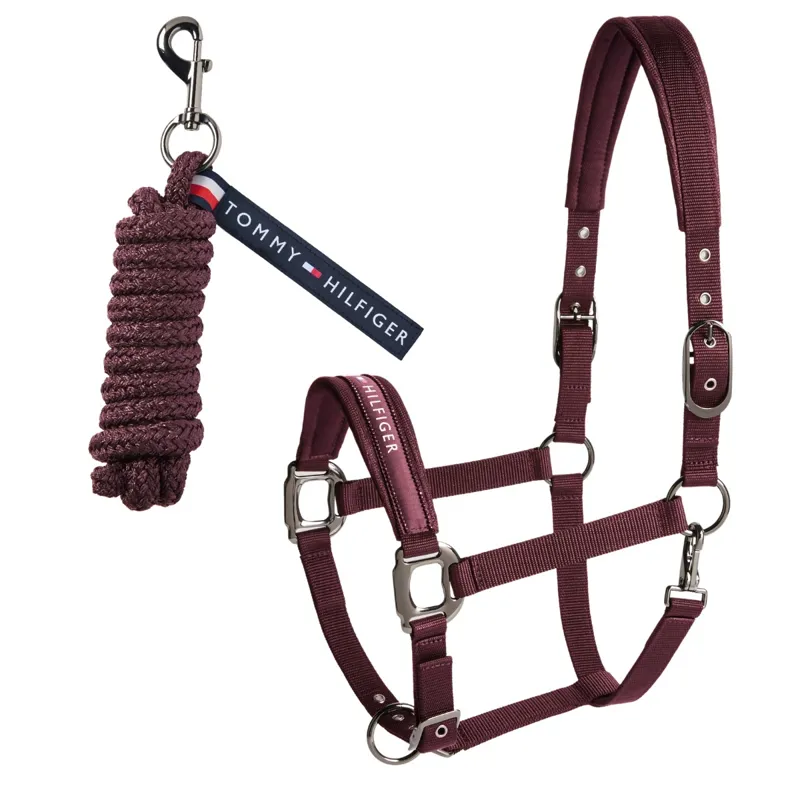 Tommy Hilfiger Yale Shine Headcollar and Leadrope Set - Deep Burgundy Pre-Order