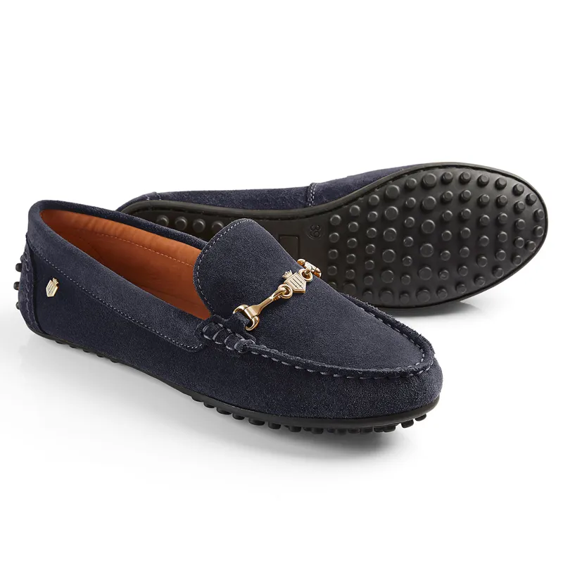 Fairfax and Favor Trinity Ladies Drivers Shoes - Navy Suede-2