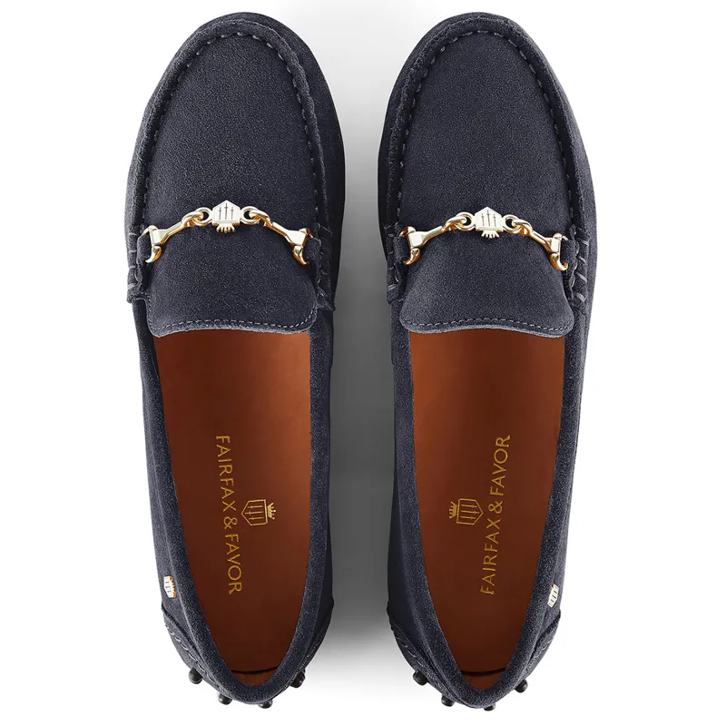 Fairfax and Favor Trinity Ladies Drivers Shoes - Navy Suede-1
