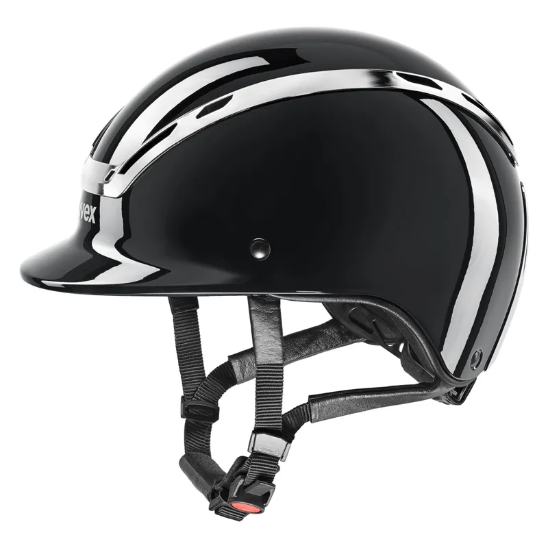 Uvex Exxeed Shiny Chrome Riding Hat - Black