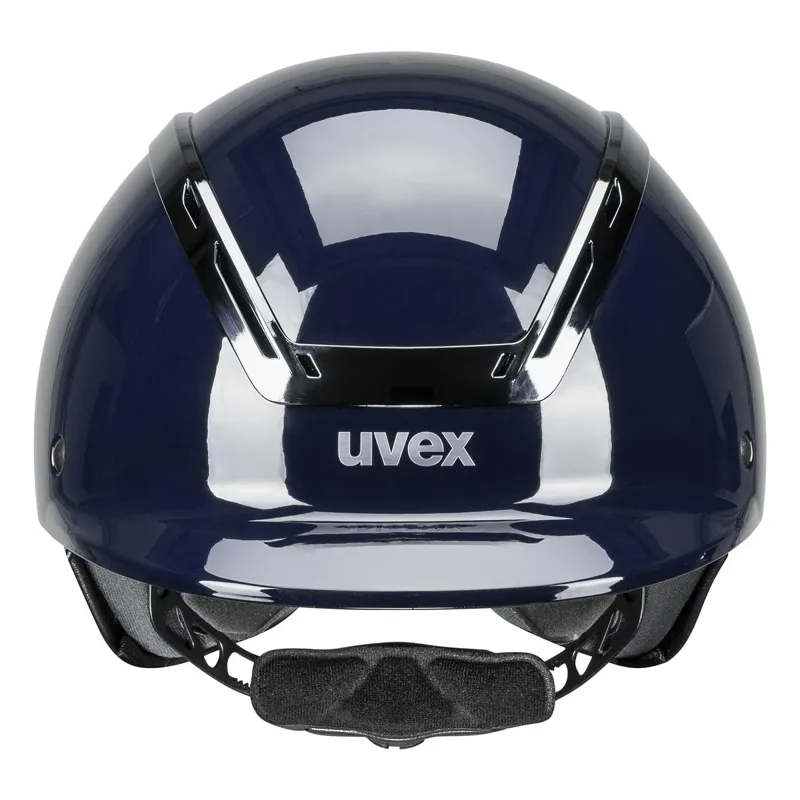 Uvex Exxeed Shiny Chrome Riding Hat - Navy-2