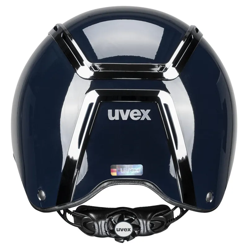 Uvex Exxeed Shiny Chrome Riding Hat - Navy-4