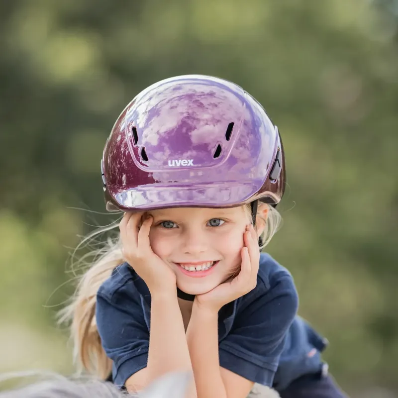 Uvex Kidoxx Shiny Riding Hat - Burgundy-4