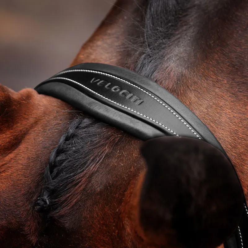 Velociti LUSSO Opus 180M Ergonomic Dressage Flash Bridle - Black-1