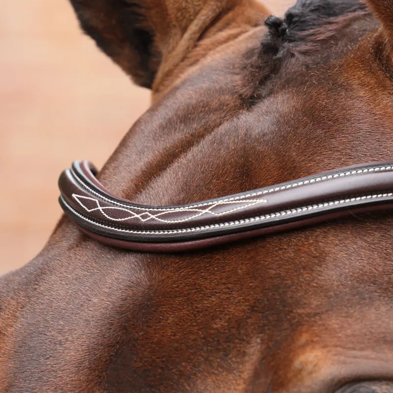 Velociti LUSSO Opus 180M Ergonomic Dressage Flash Bridle - Havana-2