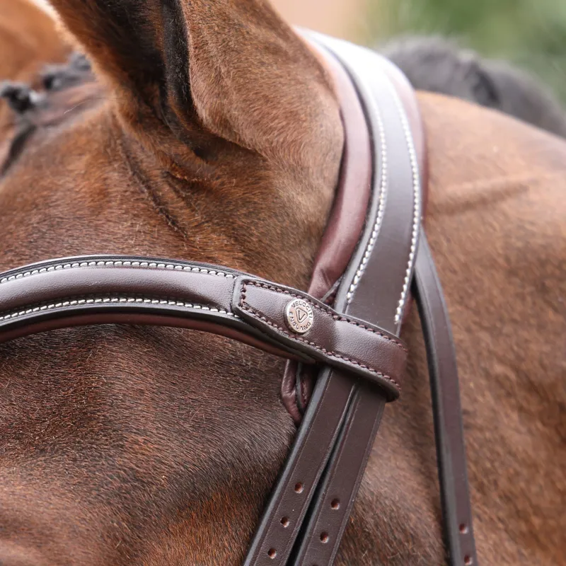 Velociti LUSSO Opus 180M Ergonomic Dressage Flash Bridle - Havana-3