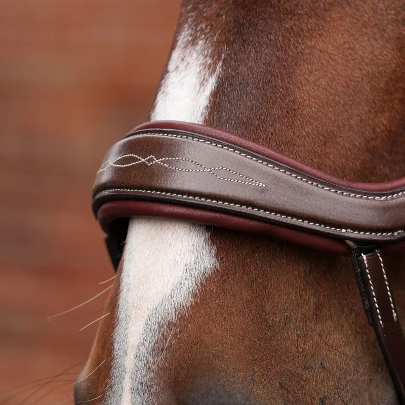Velociti LUSSO Opus 180M Ergonomic Dressage Flash Bridle - Havana-6