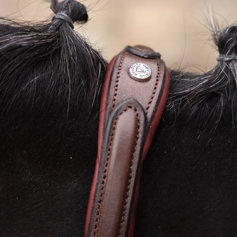 Velociti LUSSO Opus 180M Ergonomic Dressage Flash Bridle - Havana-9