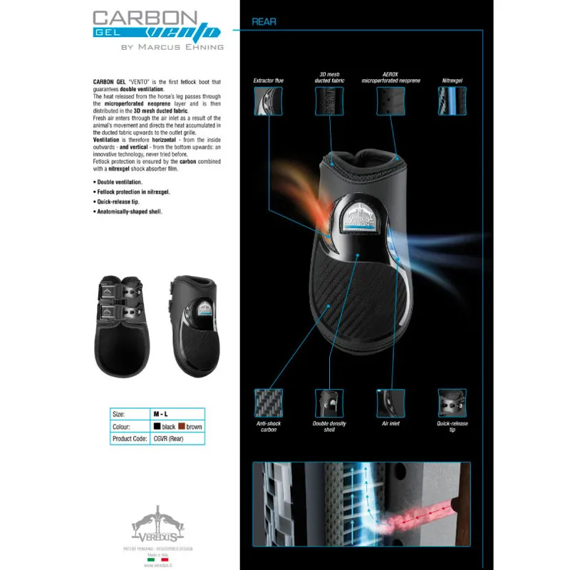 Veredus Carbon Gel Vento Rear Fetlock Boots - Brown-5