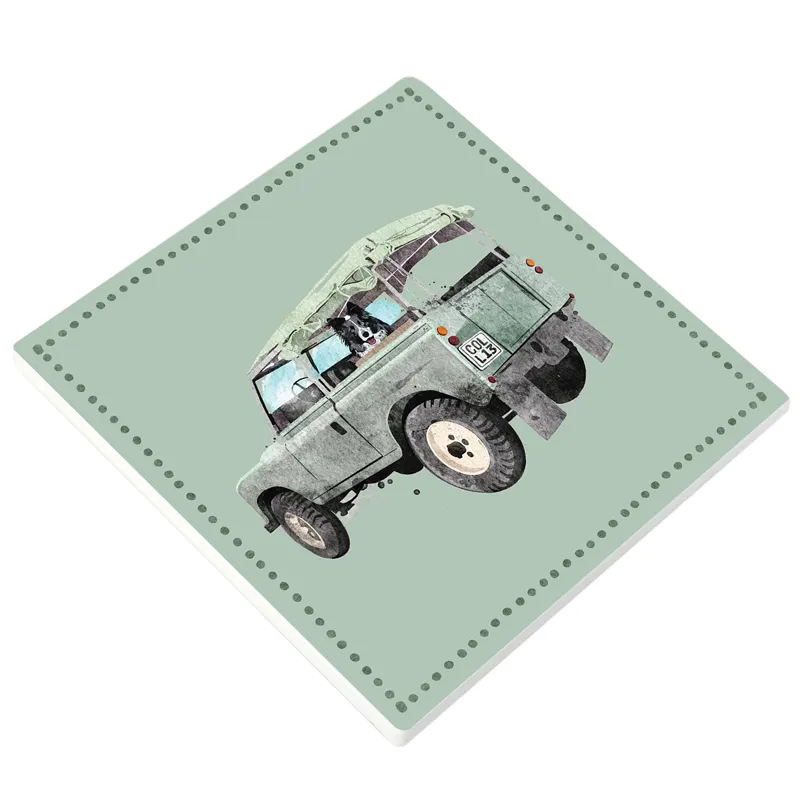 Vivid Squid Square Coasters - Land Rover-1