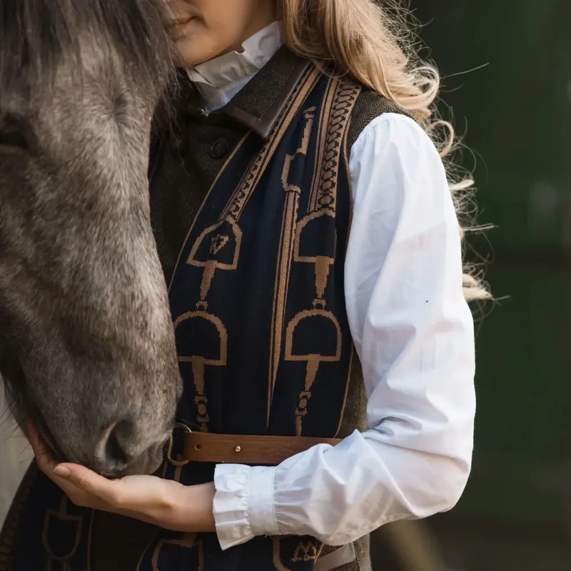 Waring Brooke Womens Snaffle Scarf - Navy/Tan-2