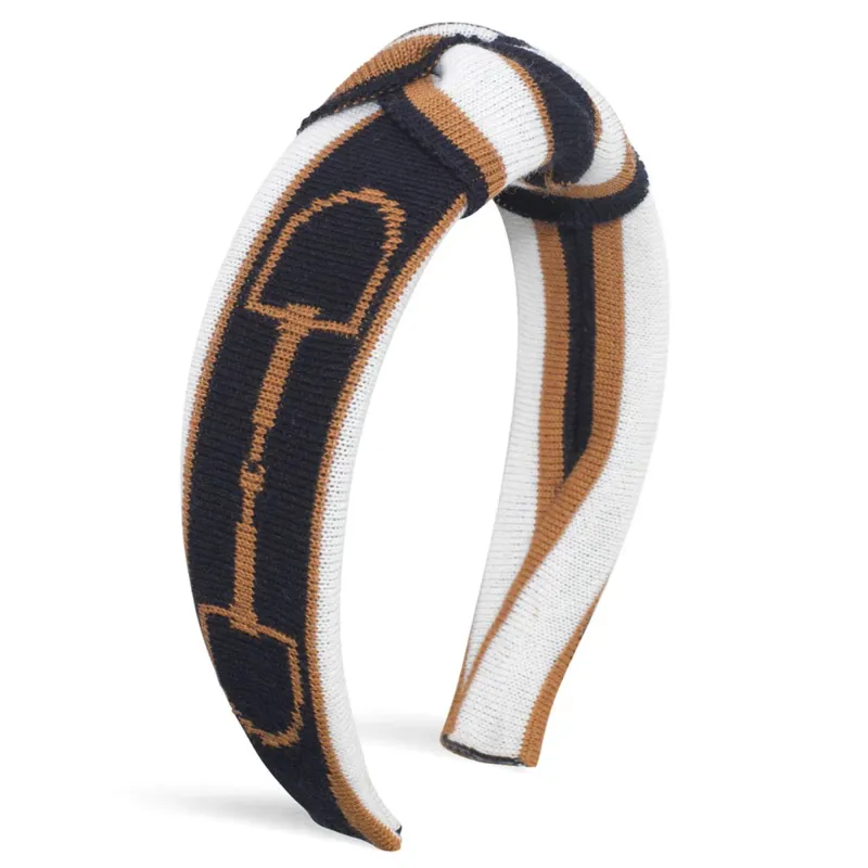Waring Brooke Snaffle Hairband - Navy/Tan/White-1