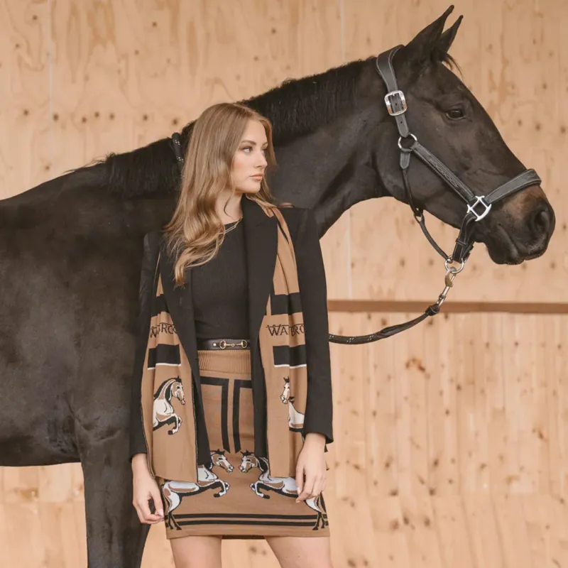 Waring Brooke Signature Stallion Scarf -Tan/Black-1