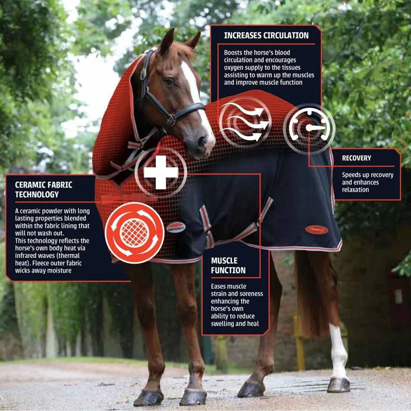 WeatherBeeta Therapy-Tec Combo Neck Fleece Rug - Black/Silver - 7ft3-2