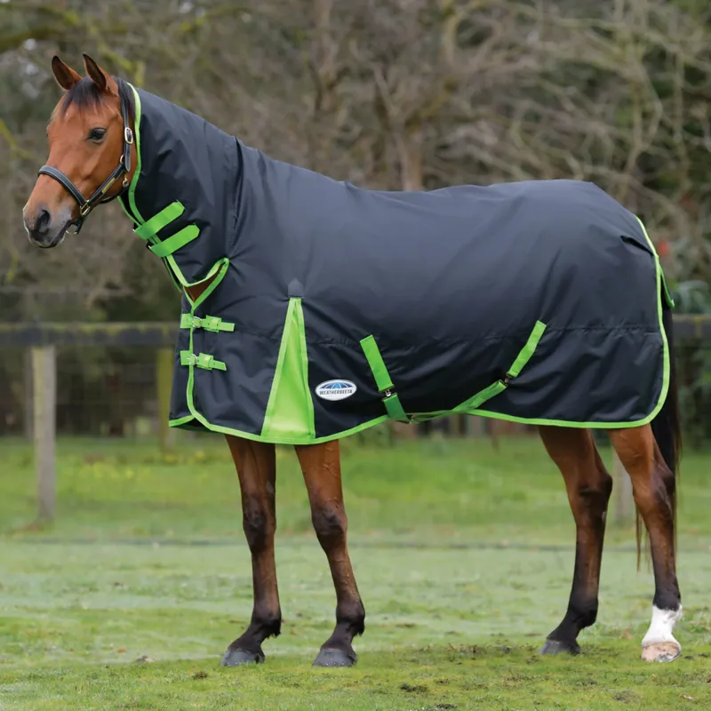 WeatherBeeta ComFiTec Classic 300g Combo Neck Turnout Rug - Black/Lime-1