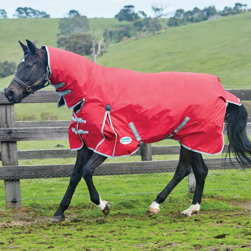 WeatherBeeta ComFiTec Classic 300g Combo Neck Turnout Rug - Red/Silver