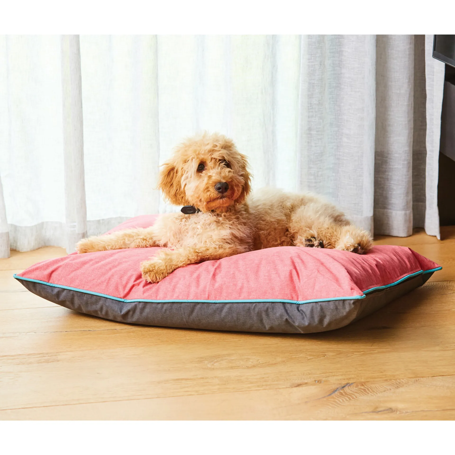 WeatherBeeta Waterproof Pillow Dog Bed - Grey/Pink