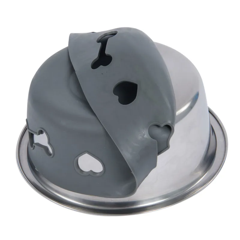 WeatherBeeta Non-Slip Silicone Bone Dog Bowl - Dark Grey-1