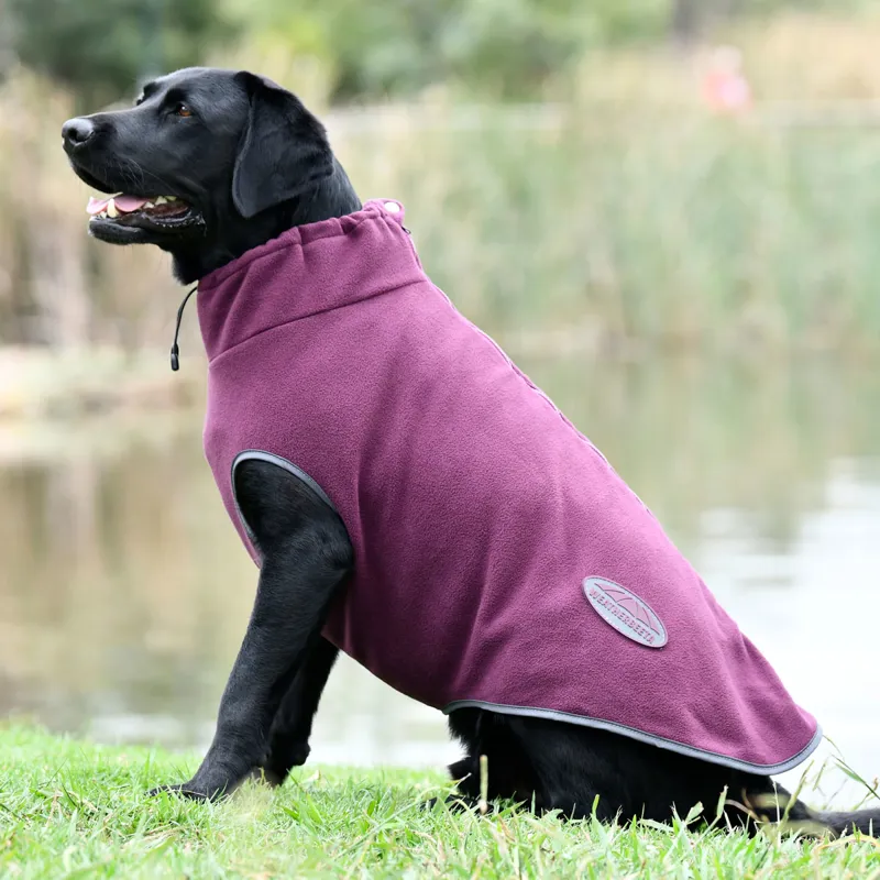 WeatherBeeta ComFiTec Fleece Zip Dog Coat - Maroon/Grey-2