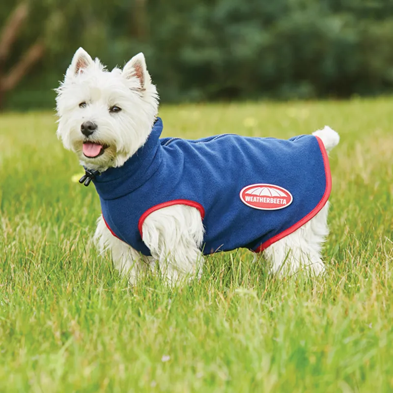 WeatherBeeta ComFiTec Fleece Zip Dog Coat - Navy/Red/White