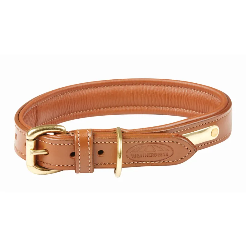 WeatherBeeta Padded Leather Dog Collar - Tan