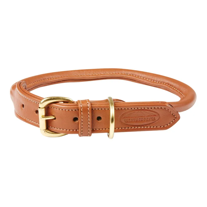 WeatherBeeta Rolled Leather Dog Collar - Tan