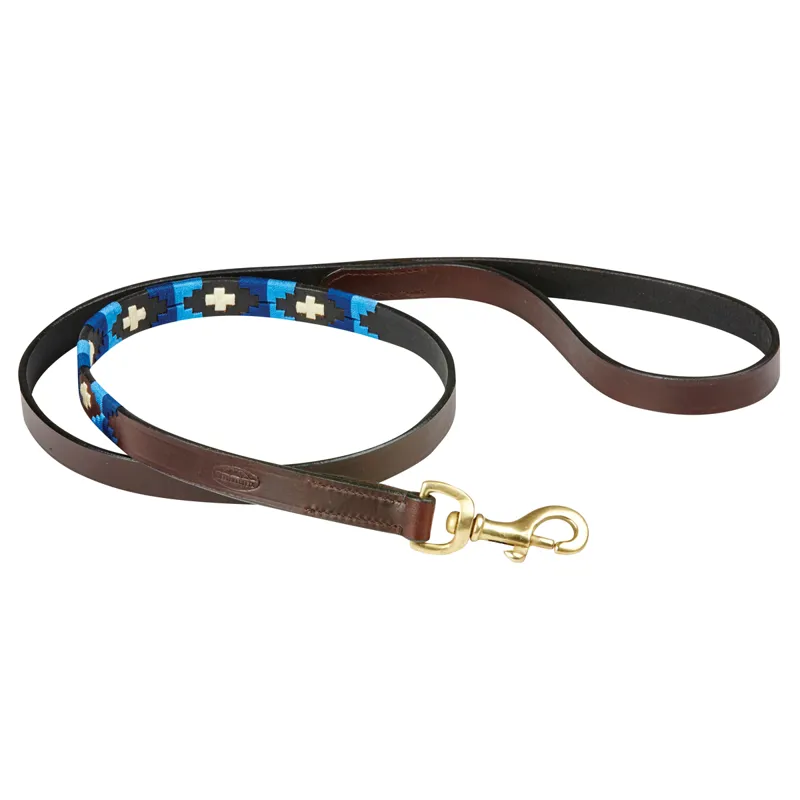 WeatherBeeta Polo Dog Lead - Cowdray Brown/Blue/Blue