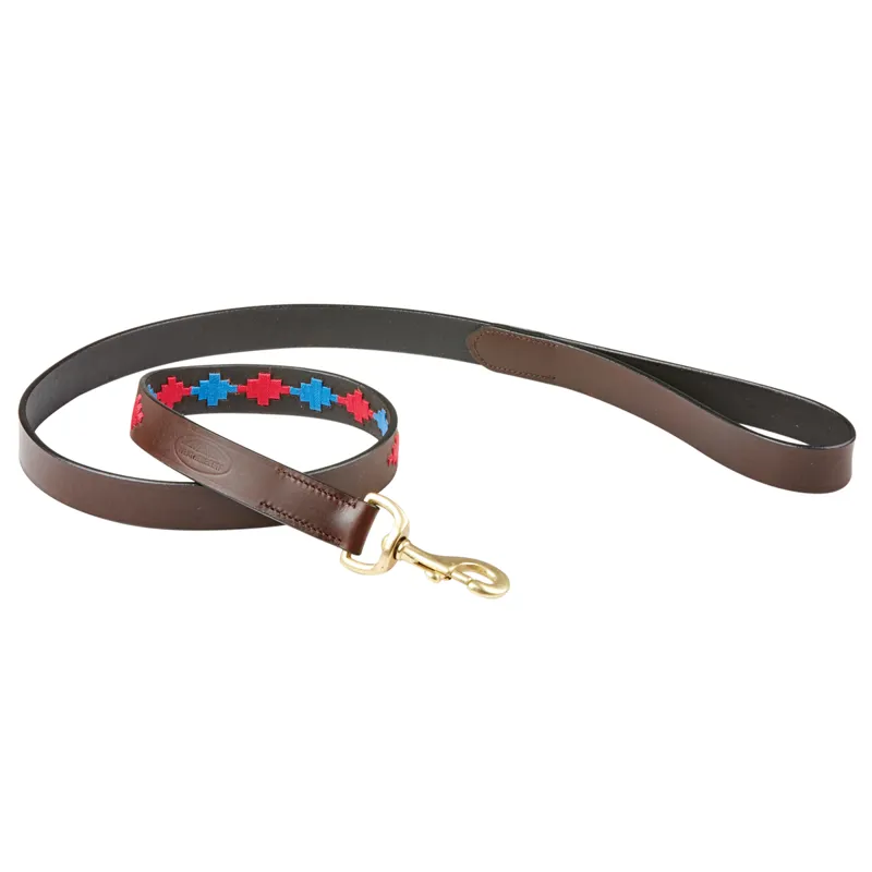 WeatherBeeta Polo Dog Lead - Beaufort Brown/Pink/Blue