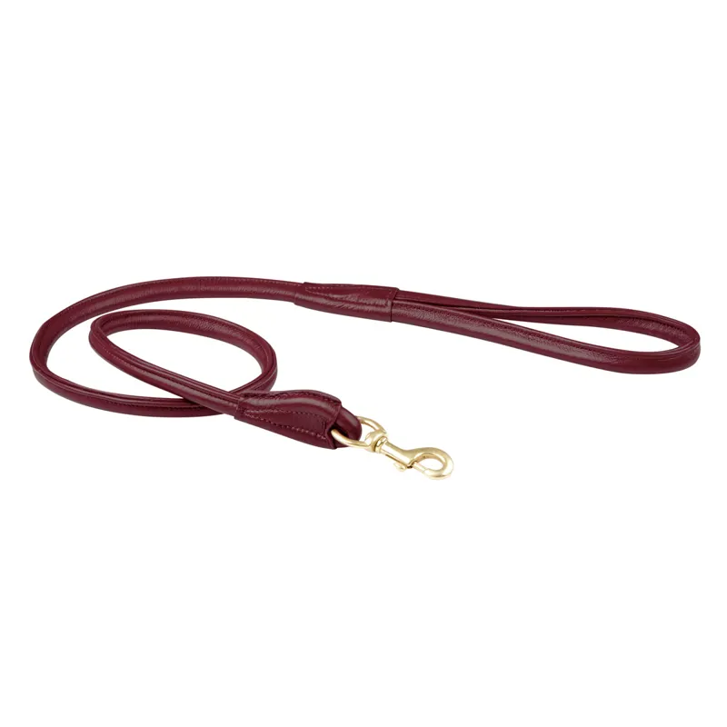 WeatherBeeta Rolled Leather Dog Lead - Maroon