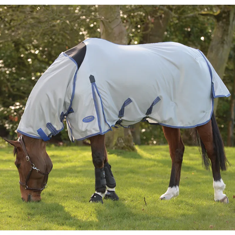 WeatherBeeta ComFiTec Airflow II Combo Neck Fly Rug - Grey/Blue/Grey-3