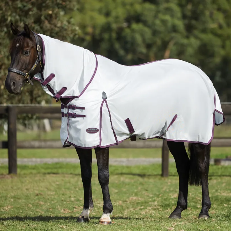 WeatherBeeta ComFiTec Essential Mesh II Combo Fly Rug - White/Maroon