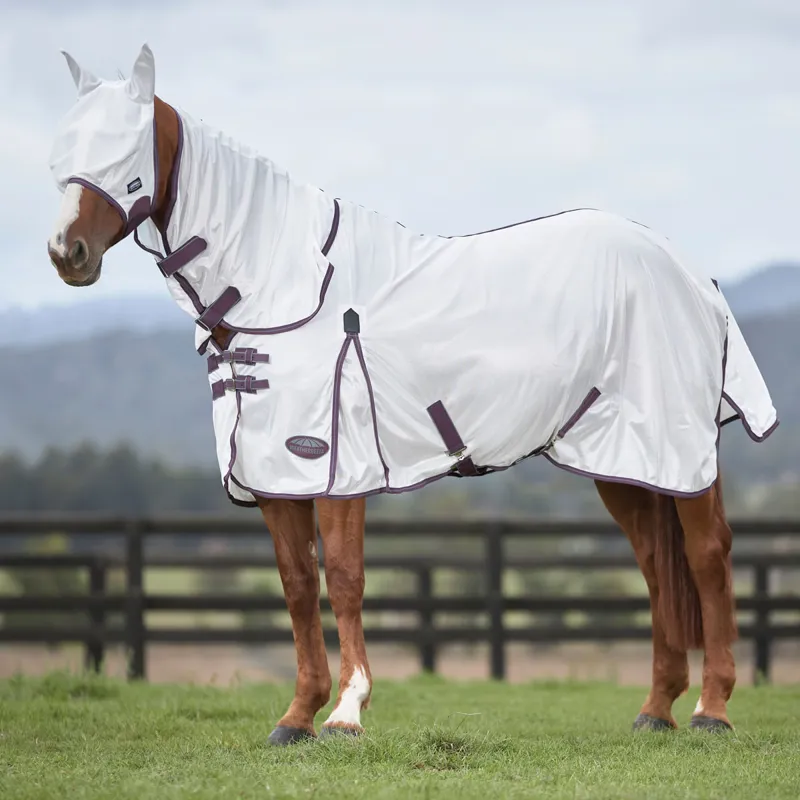 WeatherBeeta ComFiTec Essential Mesh II Combo Fly Rug - White/Maroon-1