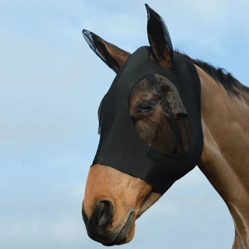 WeatherBeeta Stretch Bug Eye Saver with Ears Fly Mask - Black/Black