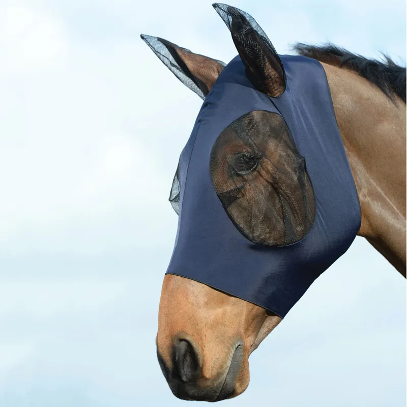WeatherBeeta Stretch Bug Eye Saver with Ears Fly Mask - Navy/Black