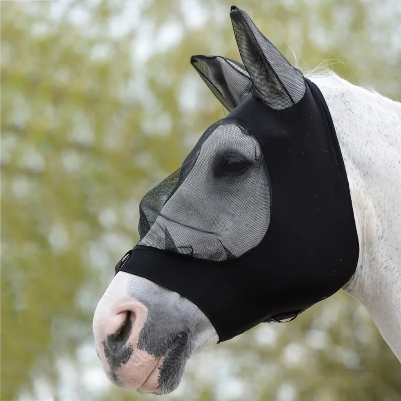 WeatherBeeta Stretch Eye Saver with Ears Fly Mask - Black/Black