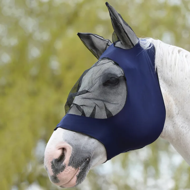 WeatherBeeta Stretch Eye Saver with Ears Fly Mask - Navy/Black