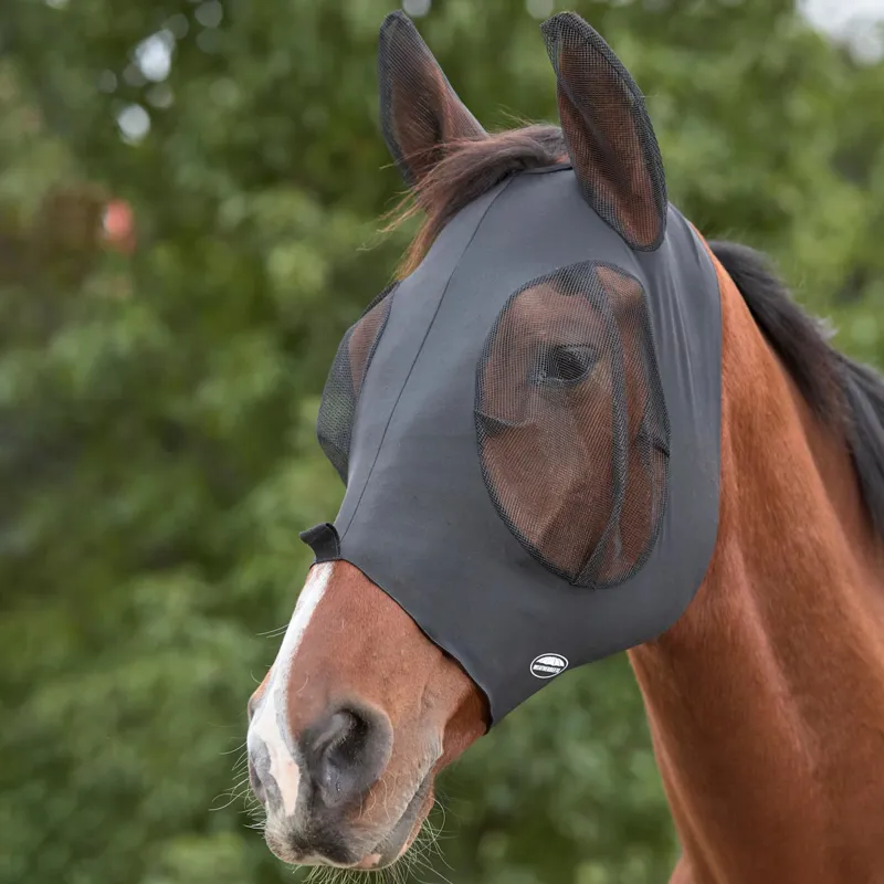 WeatherBeeta Deluxe Stretch Bug Eye Saver with Ears Fly Mask - Black