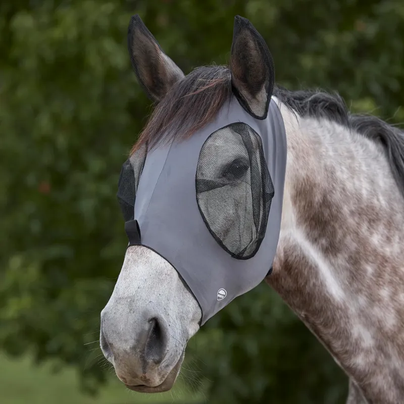 WeatherBeeta Deluxe Stretch Bug Eye Saver with Ears Fly Mask - Grey