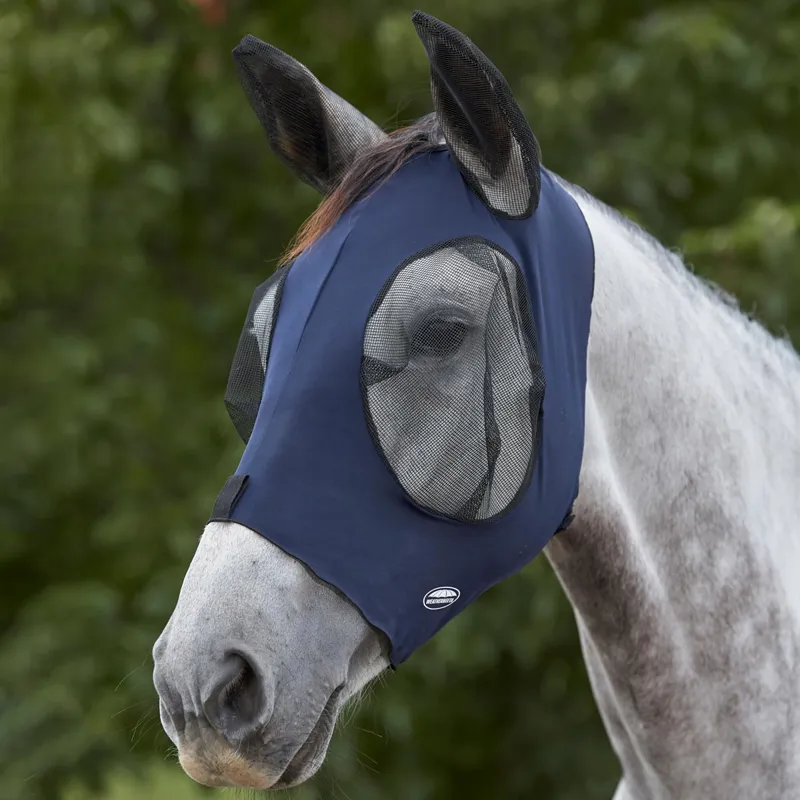 WeatherBeeta Deluxe Stretch Bug Eye Saver with Ears Fly Mask - Navy