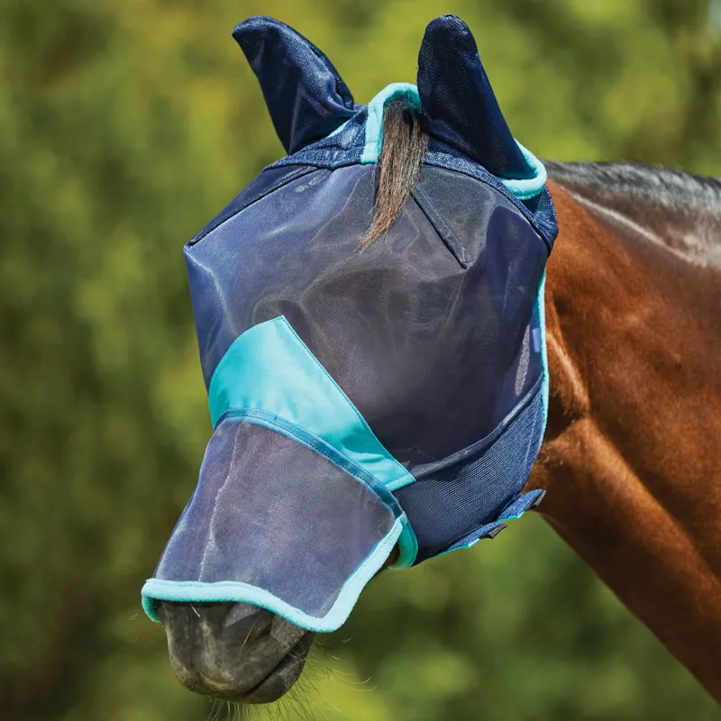 WeatherBeeta ComFiTec Deluxe Fine Mesh Fly Mask with Ears/Nose - Navy
