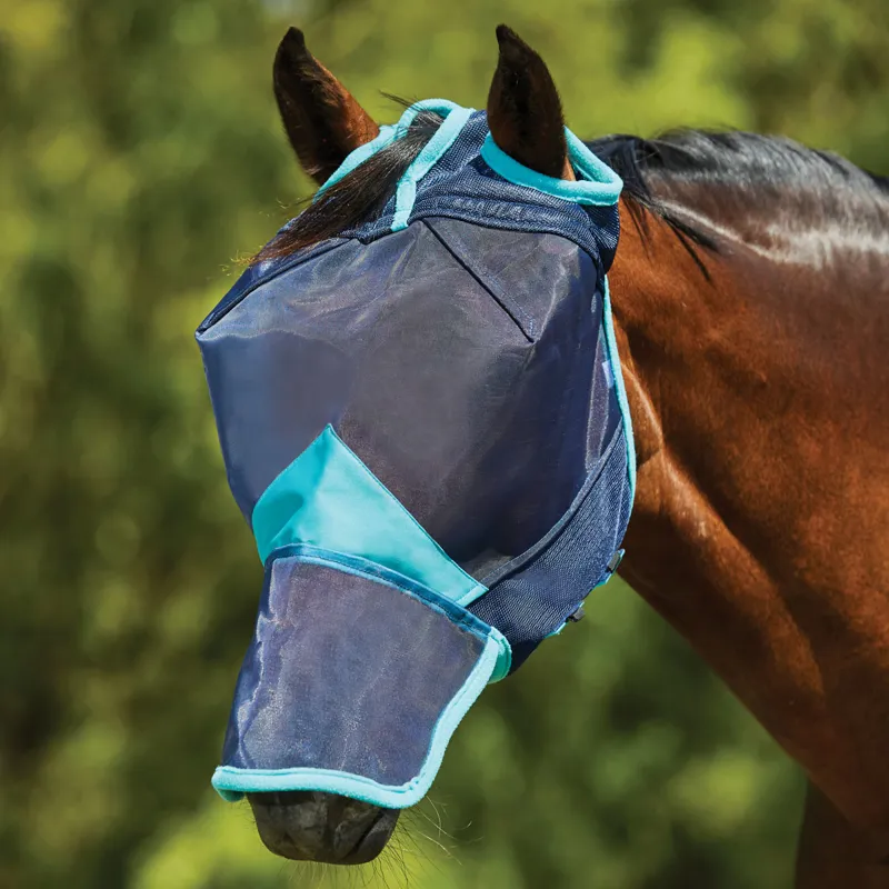 WeatherBeeta ComFiTec Deluxe Fine Mesh Fly Mask with Nose - Navy