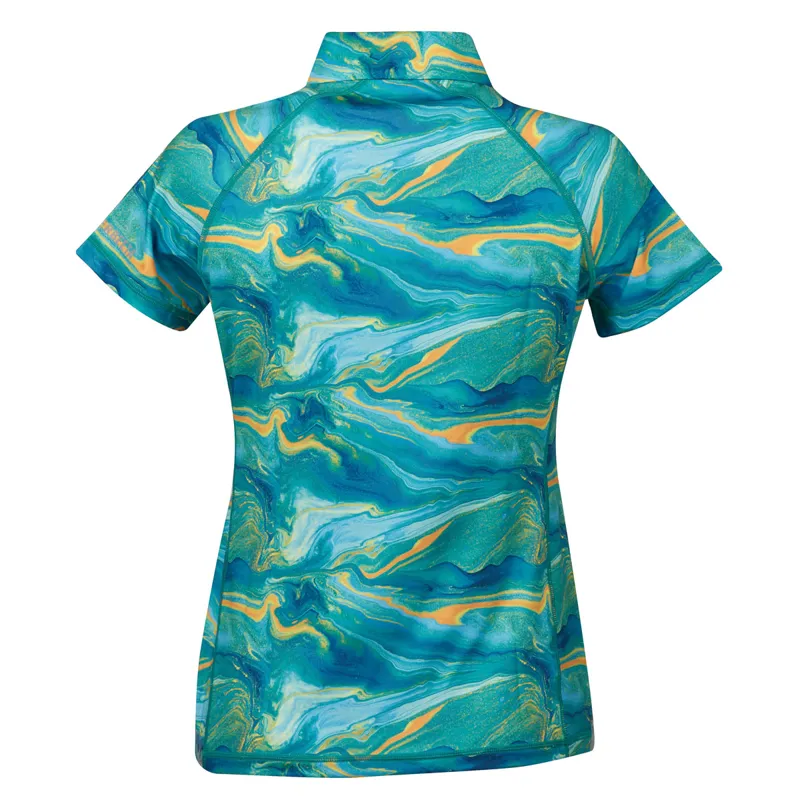 WeatherBeeta Ruby Short Sleeve Top - Blue/Orange Swirl Marble - Medium-1