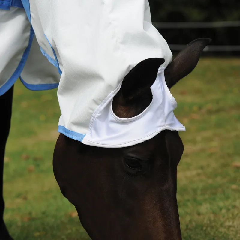 WeatherBeeta Sweet Itch Shield Combo Neck Fly Rug - White/Blue-5